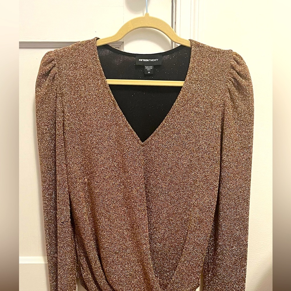 Fifteen Twenty Metallic Gold Blouse. Excellent condition,like new! Medium